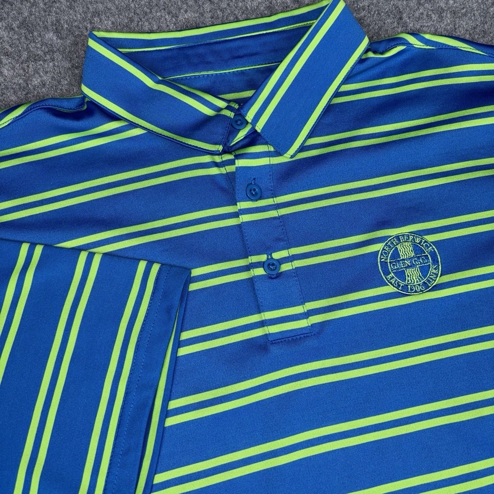 Murray Golf Polo Shirt Men's XXL Blue Green Striped Performance Glen G.C. Logo